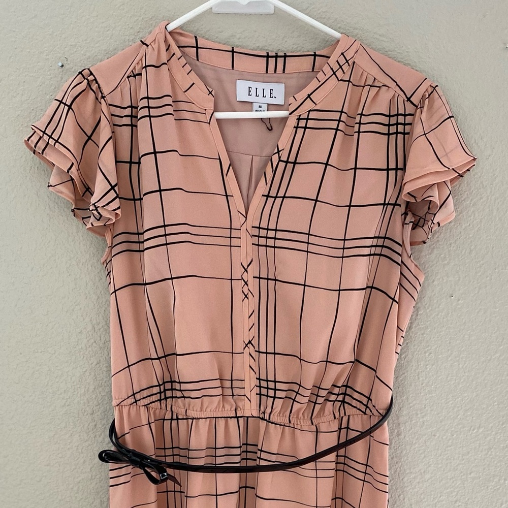 Elle dress in size medium, black bow tie belt around waist